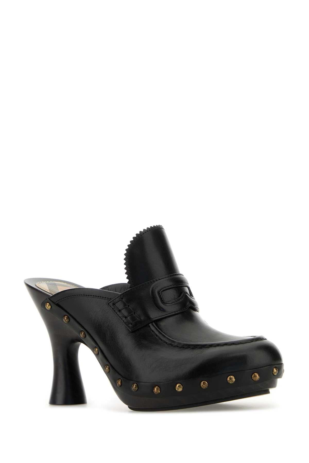 Burberry Women Black Leather Mules - 2