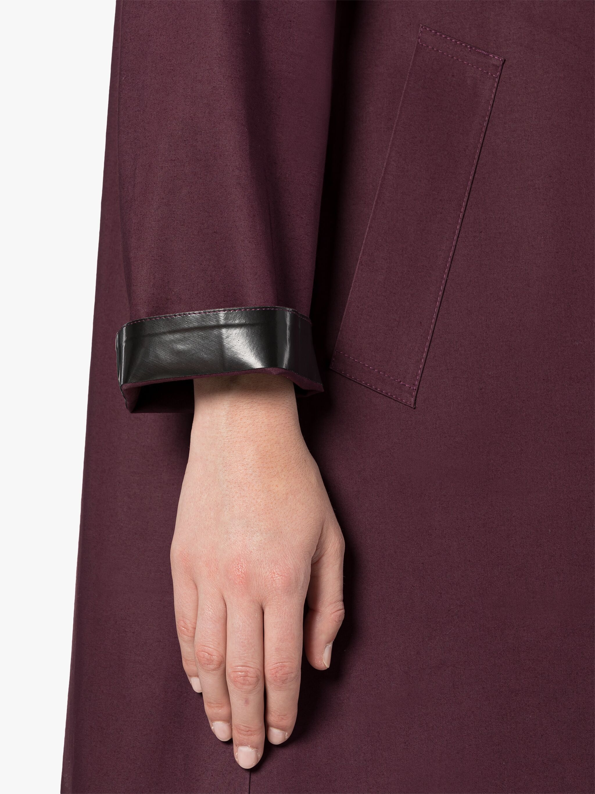 BANTON BURGUNDY BONDED COTTON COAT - 5