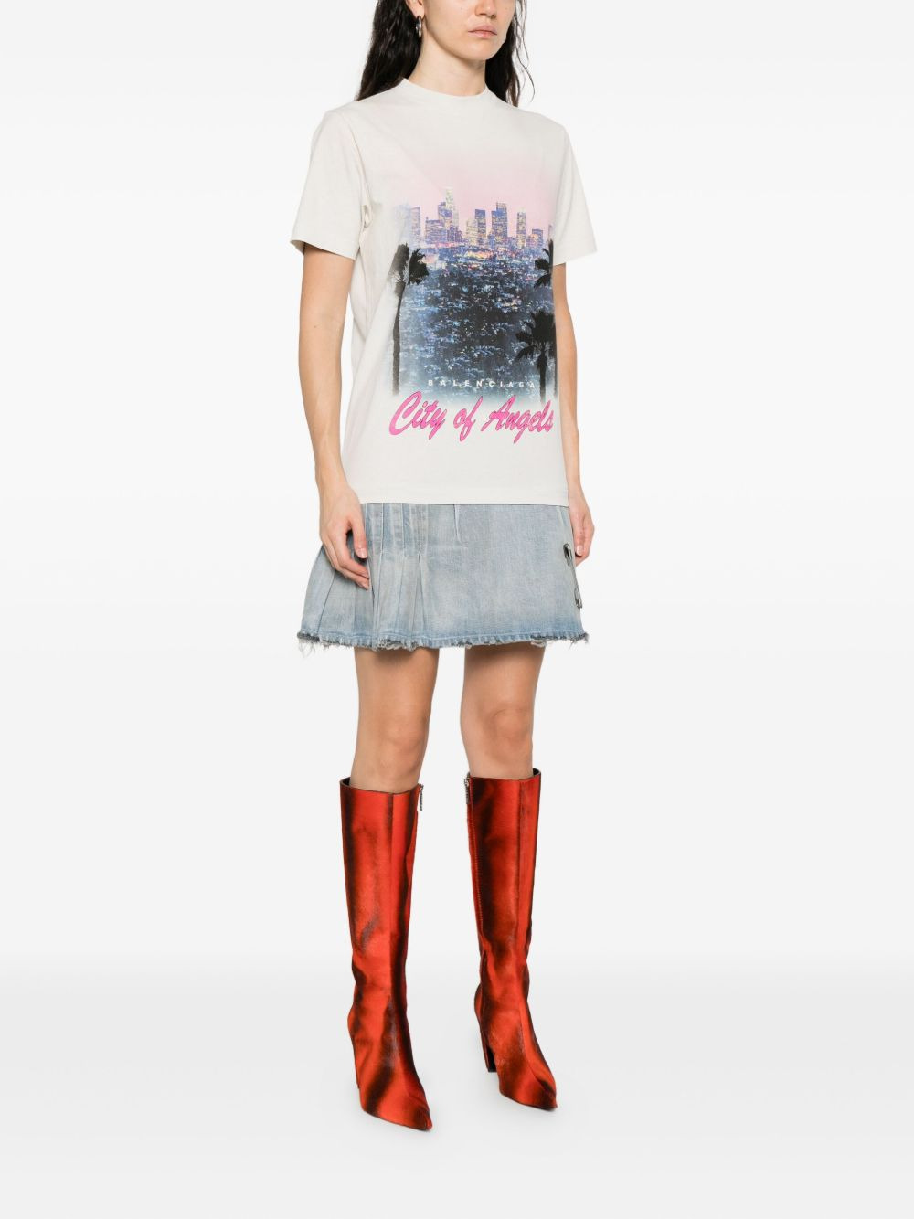 graphic-print layered mini dress - 3