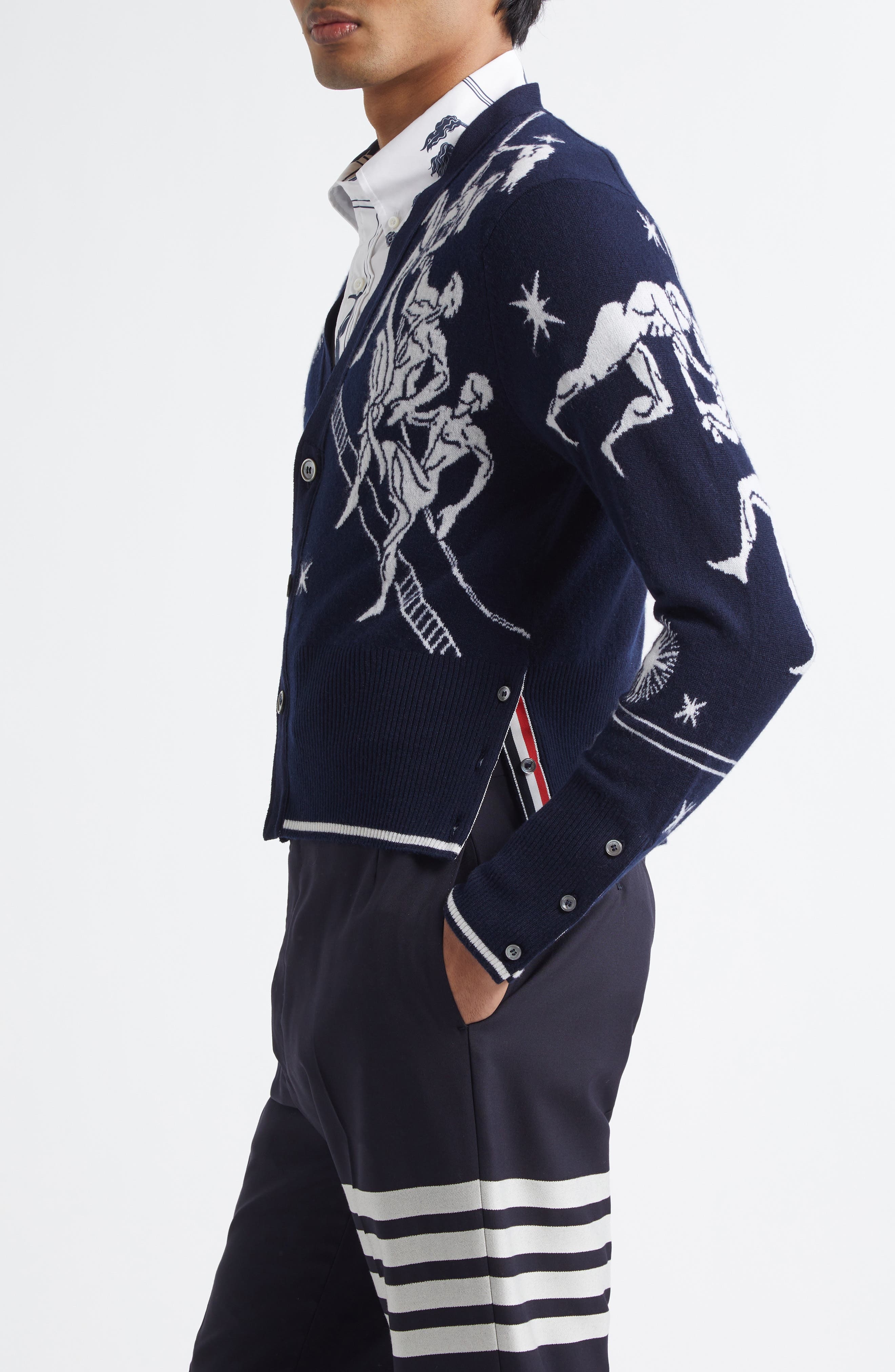 Thom Browne Olympic Constellation Cashmere Cardigan in Navy at Nordstrom - 3