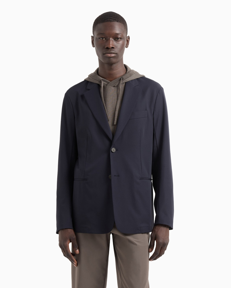 EMPORIO ARMANI TRAVEL ESSENTIALS STRETCH-NYLON SINGLE-BREASTED BLAZER outlook