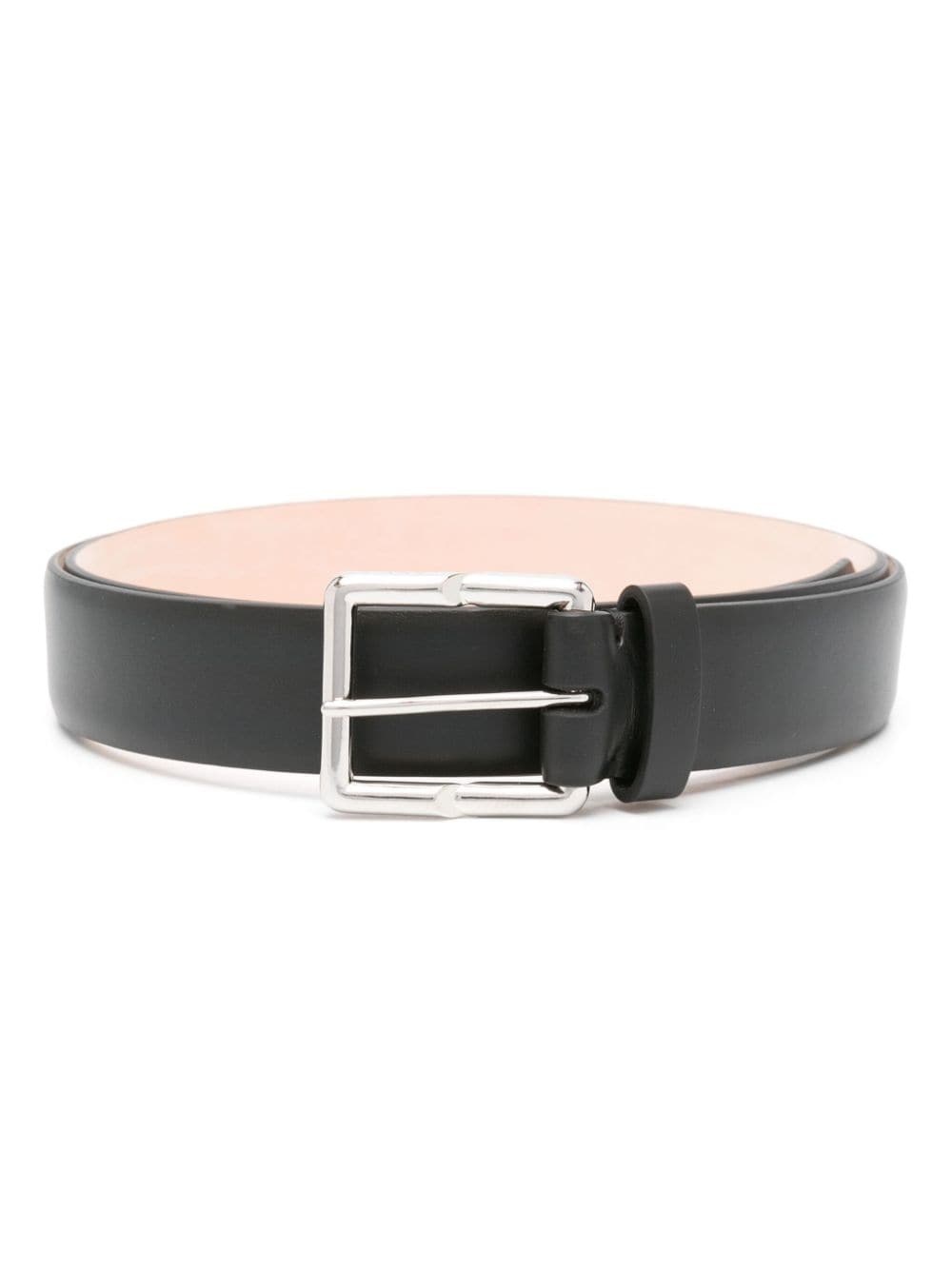 engraved-buckle leather belt - 1