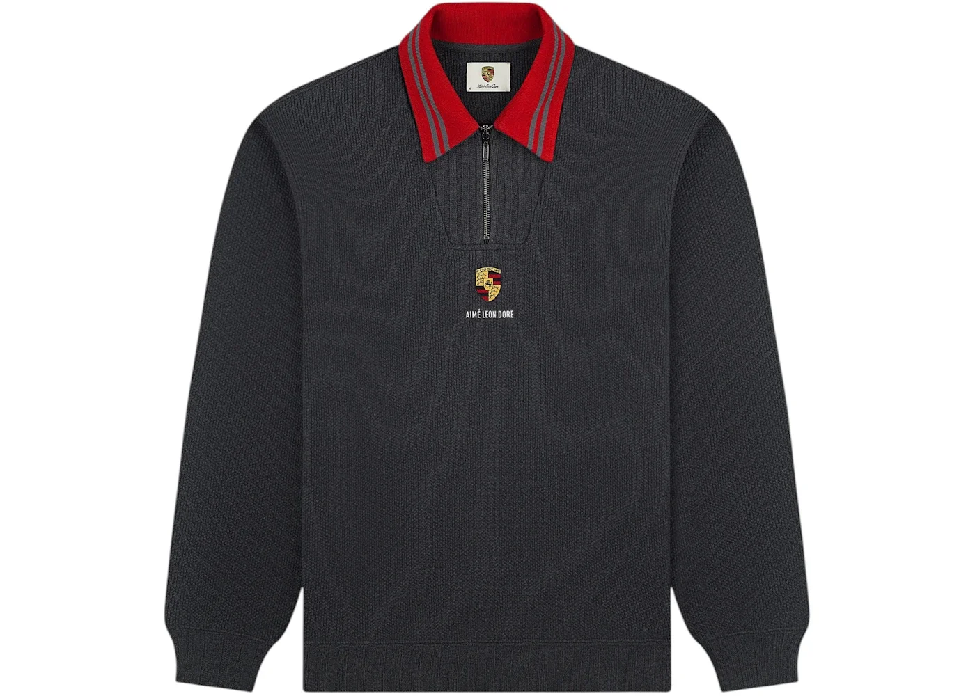 Aime Leon Dore x Porsche Jacquard Collar Quarter Zip Pullover Grey - 1