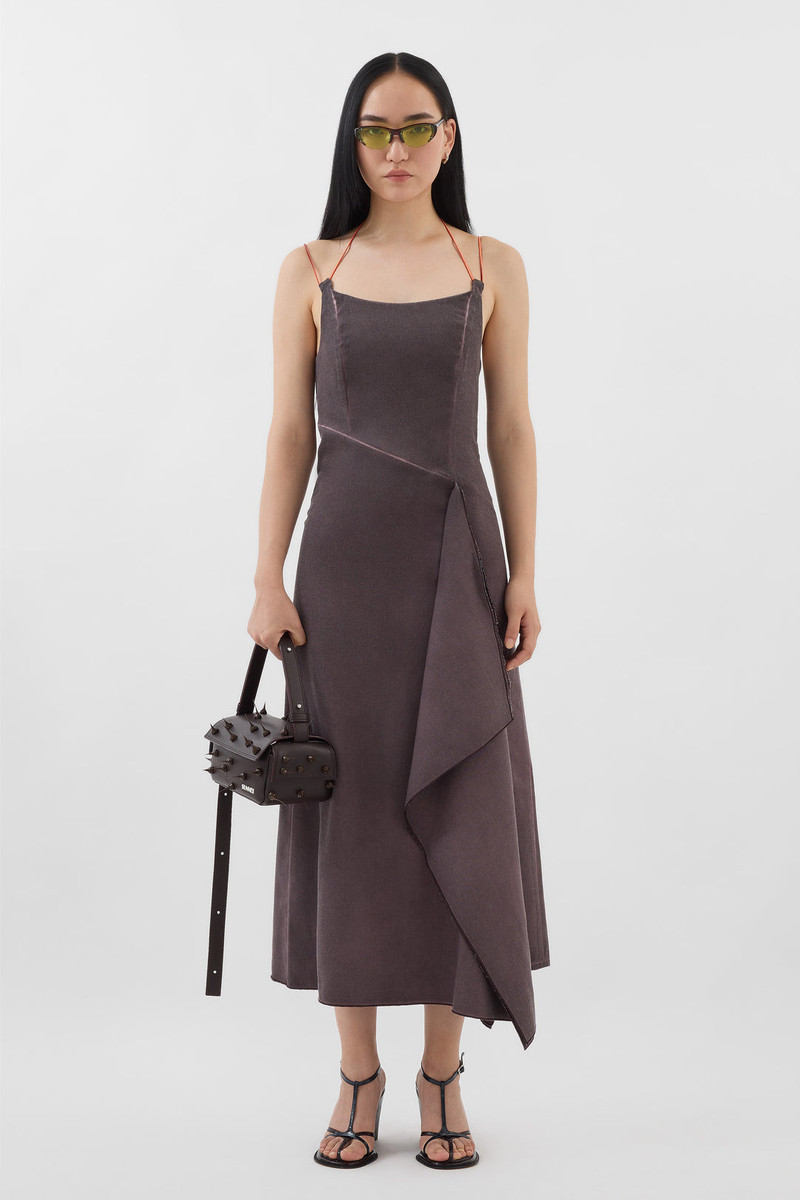 DRAPED DRESS / plum 3