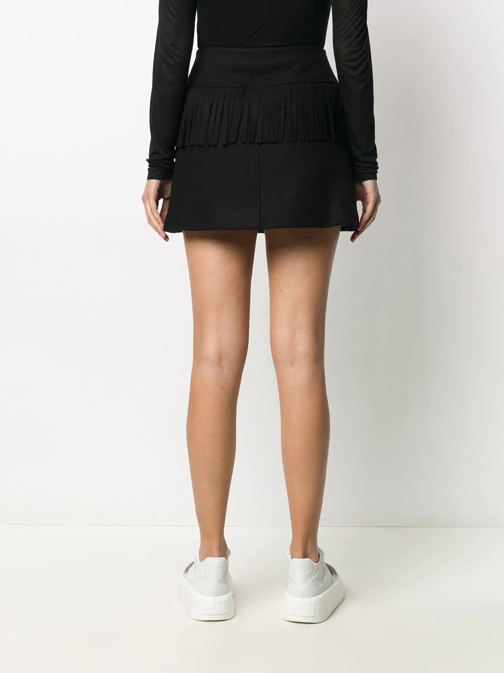 fringed high-waisted mini skirt - 4