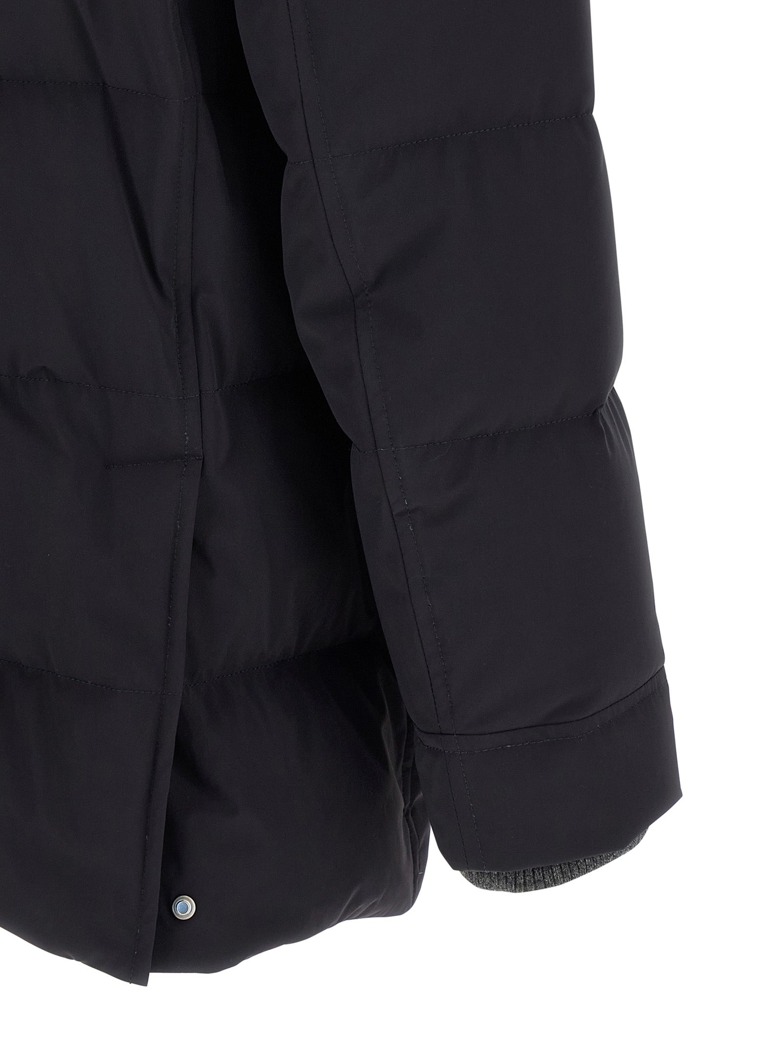Knit Insert Down Jacket Puffer Jackets Blue - 4
