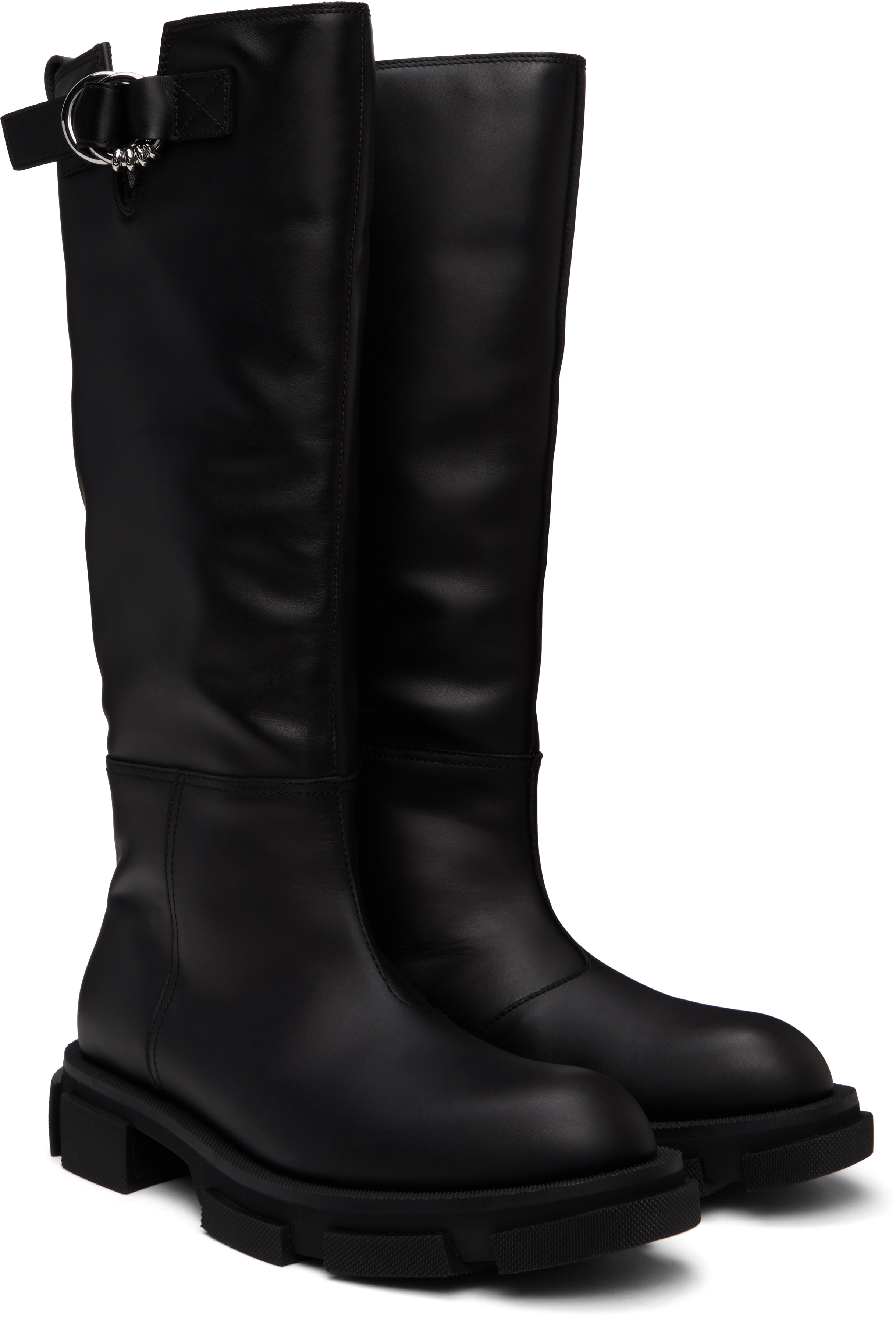 Black Gao Pierced Knee Boots - 4
