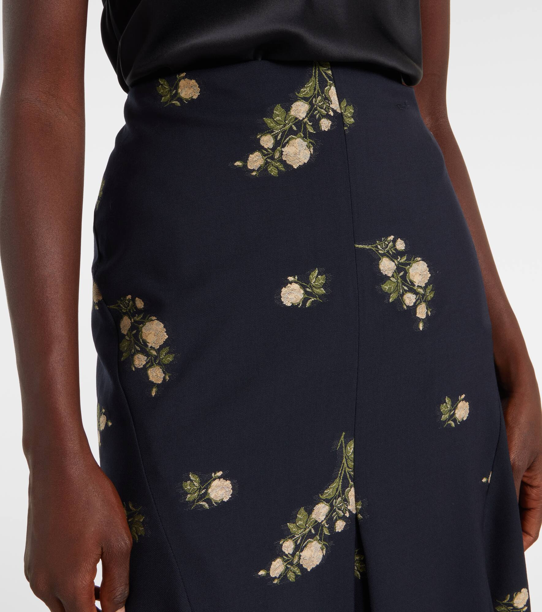 Floral jacquard midi skirt - 4