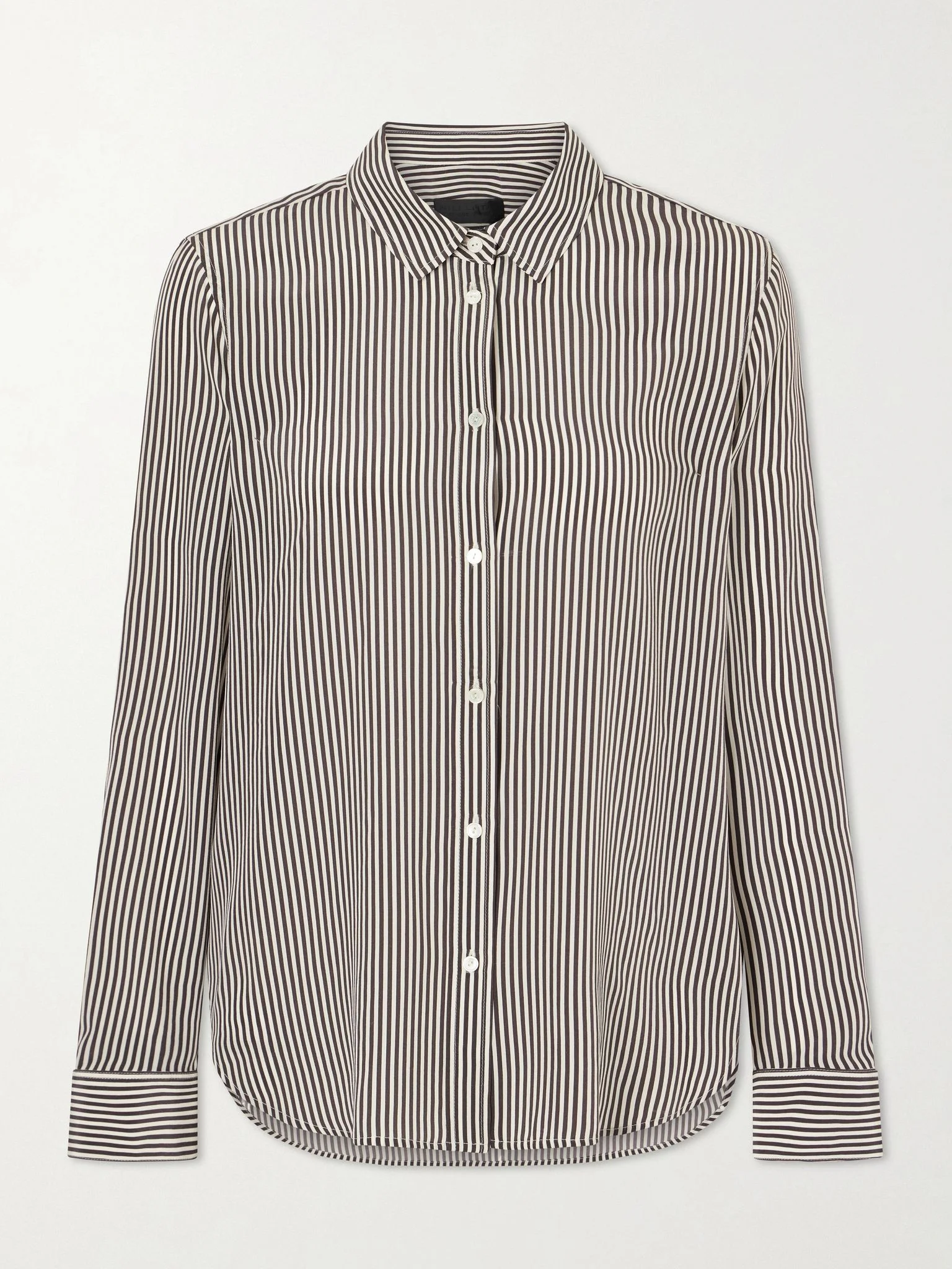 Gaia striped silk-crepe de chine shirt Dark brown - 1