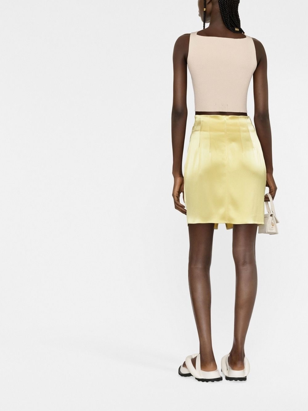 draped satin mini skirt - 4