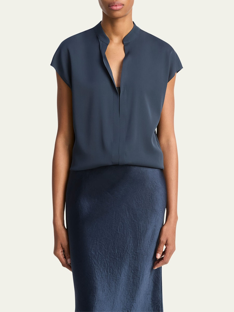 Vince Cap-Sleeve Blouse with Hidden Placket outlook