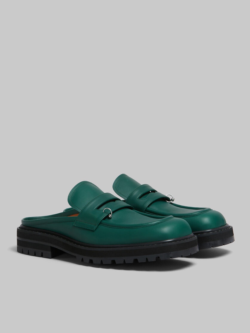GREEN LEATHER PIERCING 2.0 CHUNKY SABOT LOAFER - 2