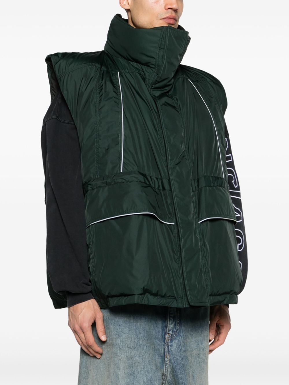 logo-print puffer vest - 4