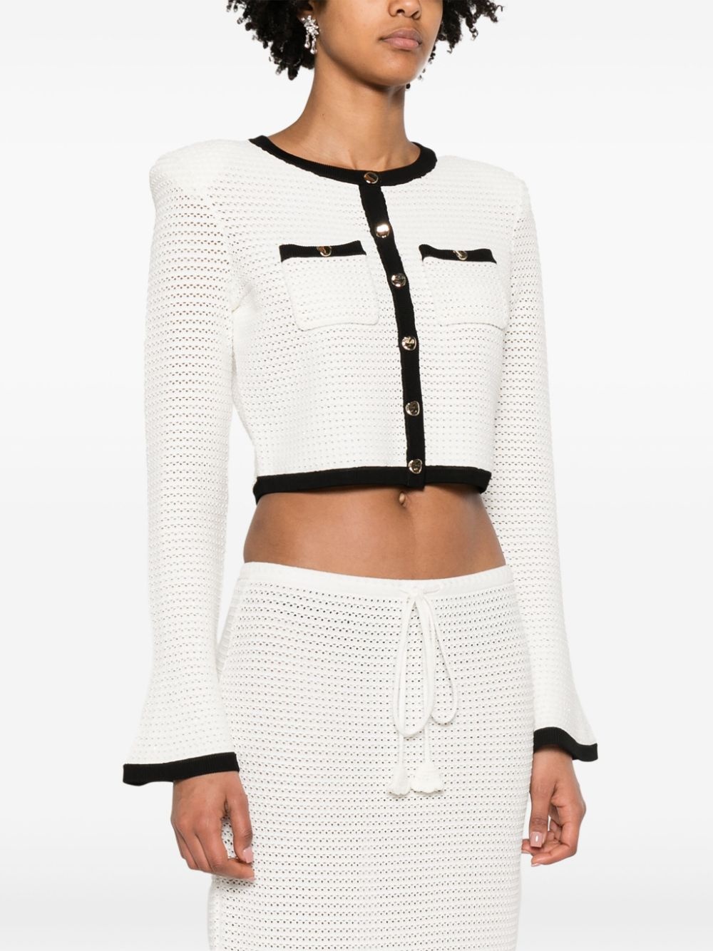 pointelle-knit cropped cardigan - 3