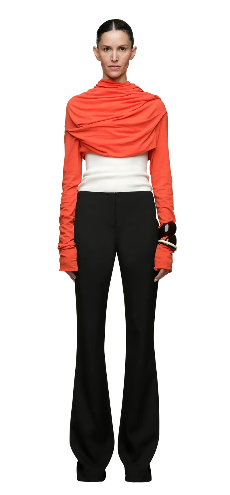 entire studios SLIM FLARE PANT BLACK WOOL outlook