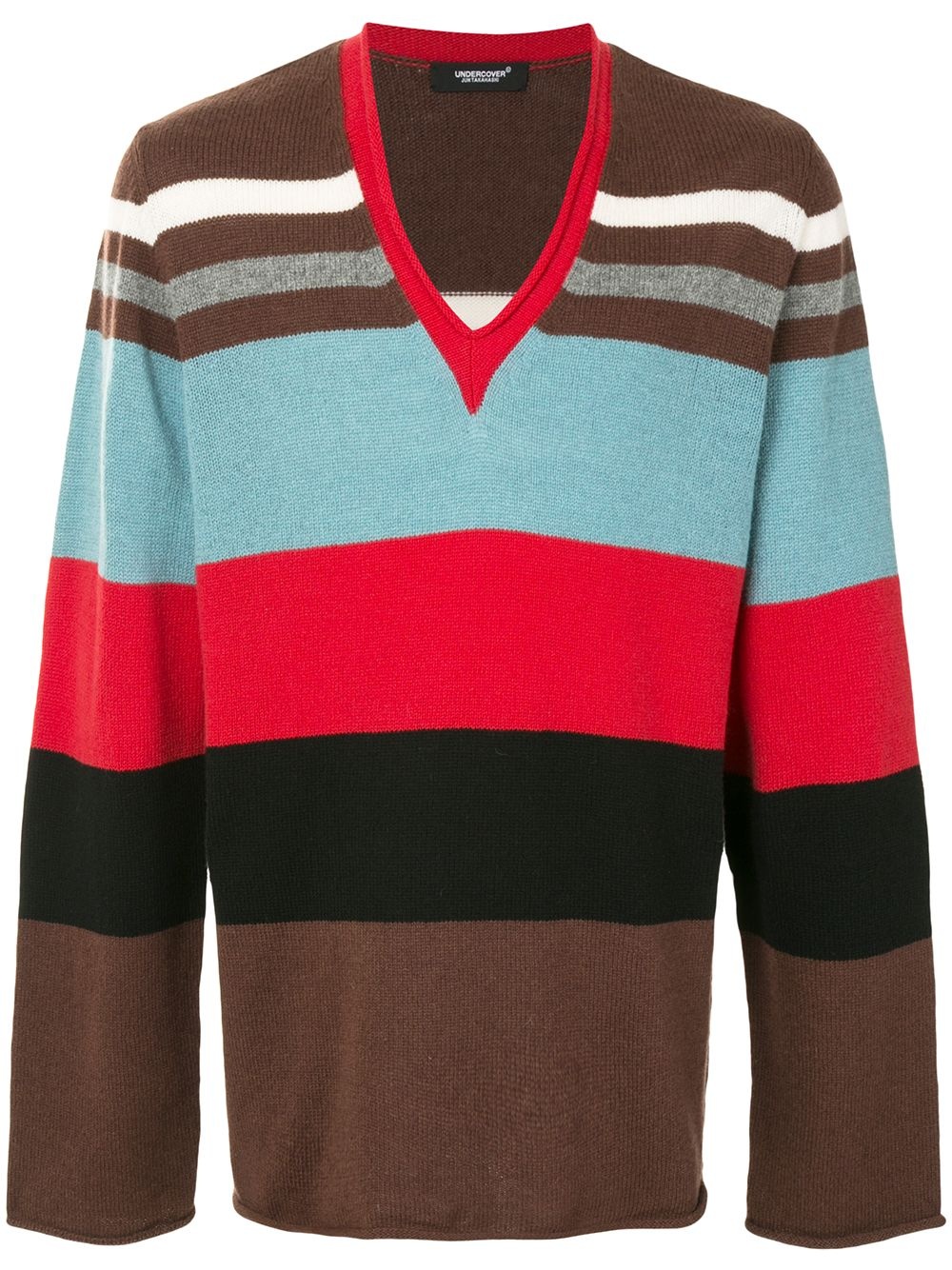 striped v-neck jumper  - 1