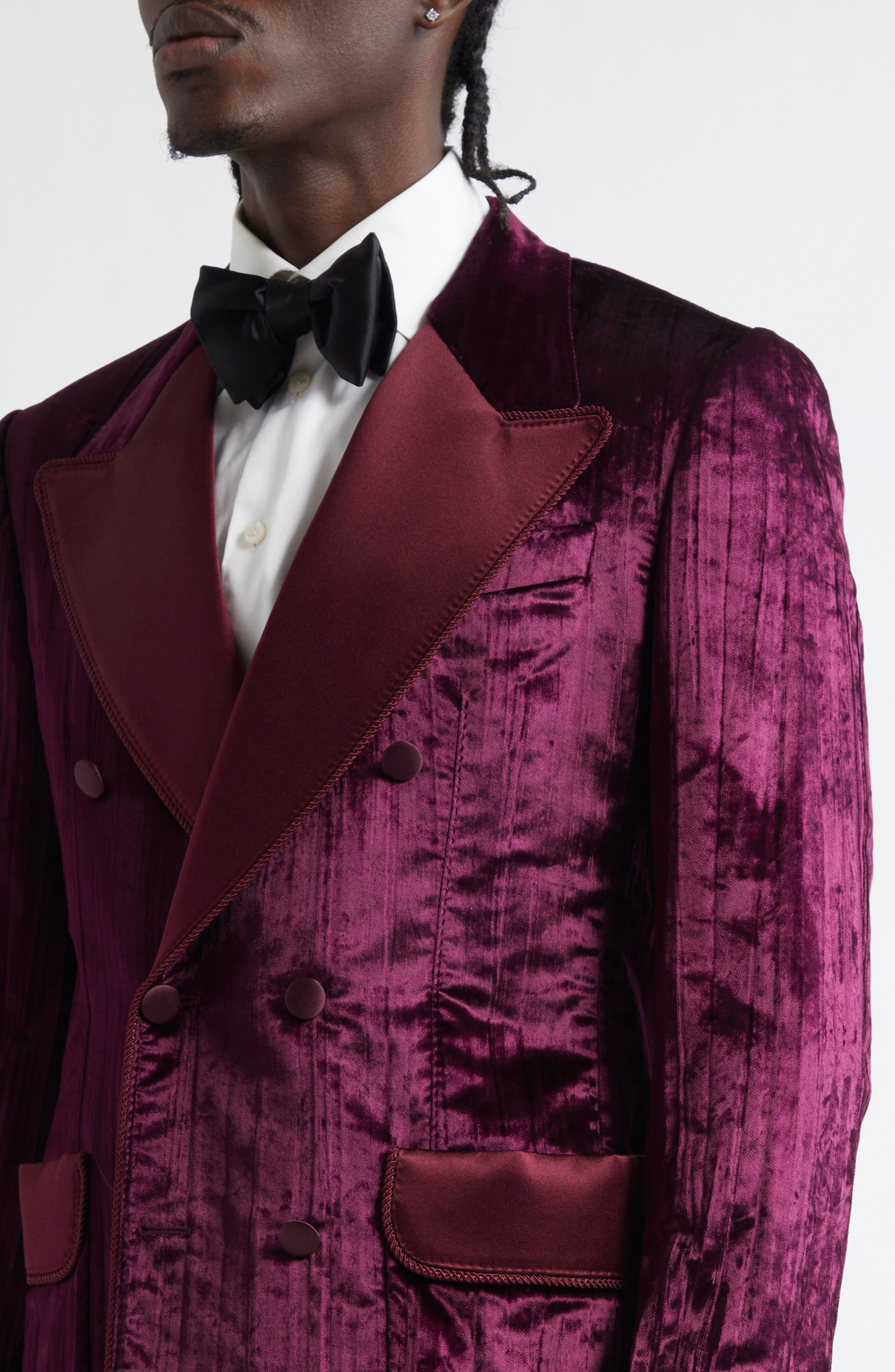 Dolce&Gabbana Double Breasted Velvet Jacket in F0130 Melanzana Scurissimo at Nordstrom - 5