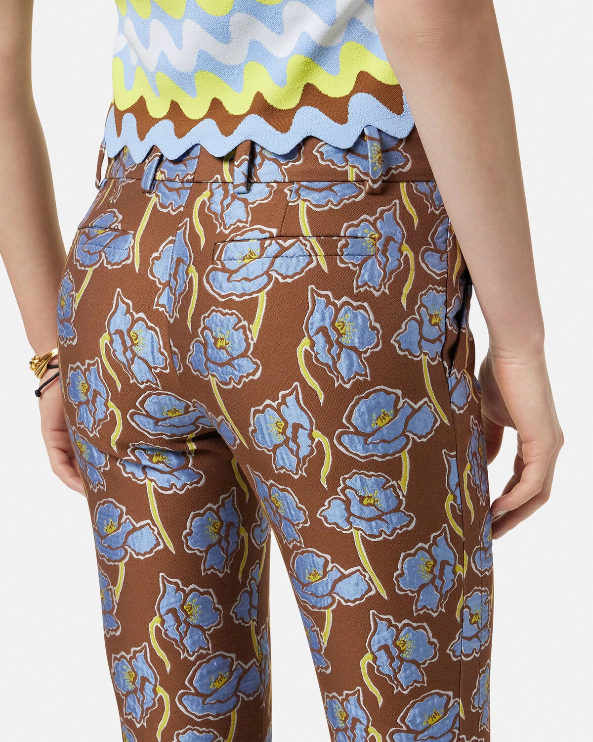 Poppies Jacquard Crop Flared Pants - 3
