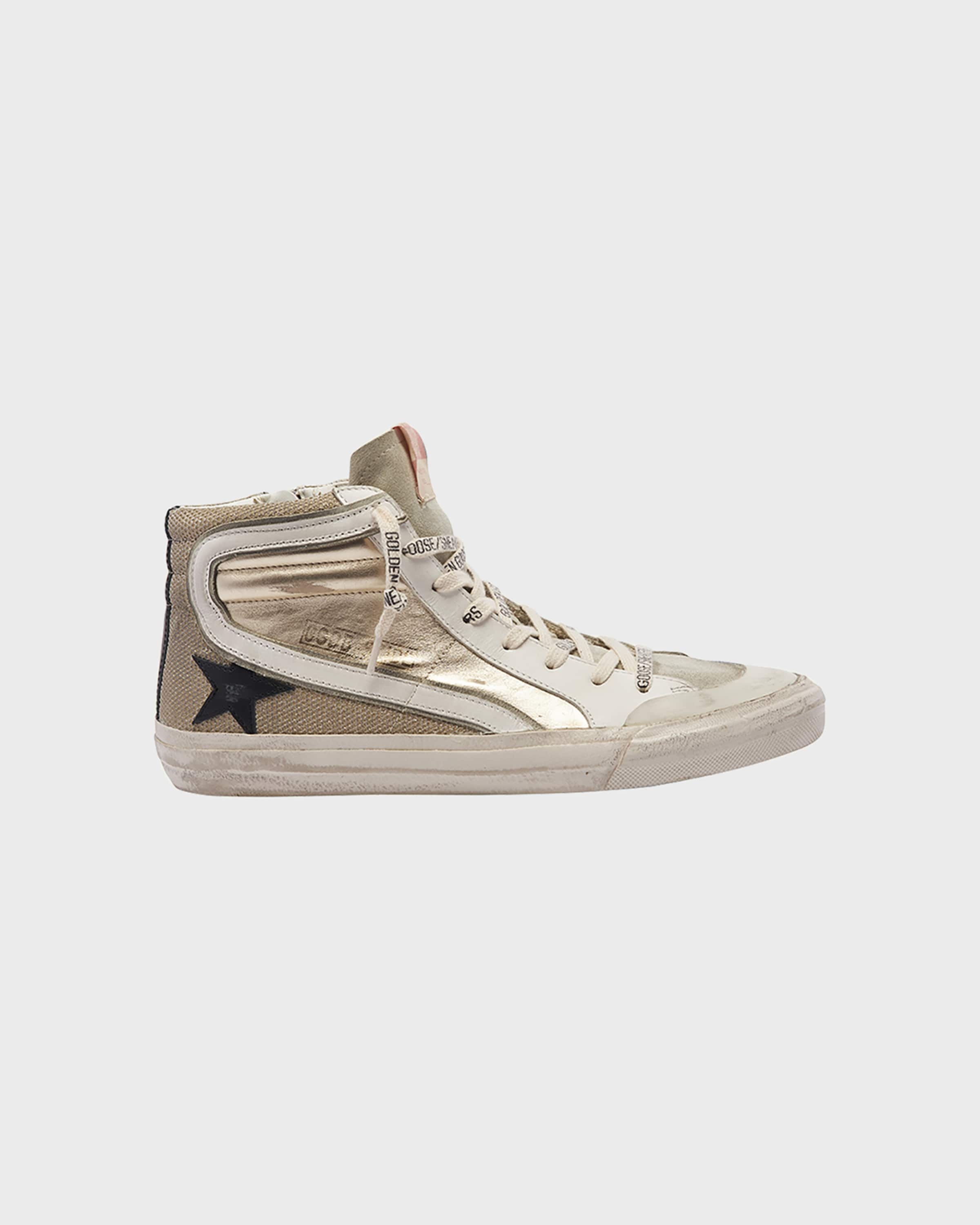 Slide Mid-Top Metallic Leather Sneakers - 1