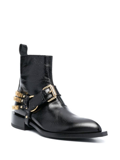 Moschino logo-lettering leather boots outlook
