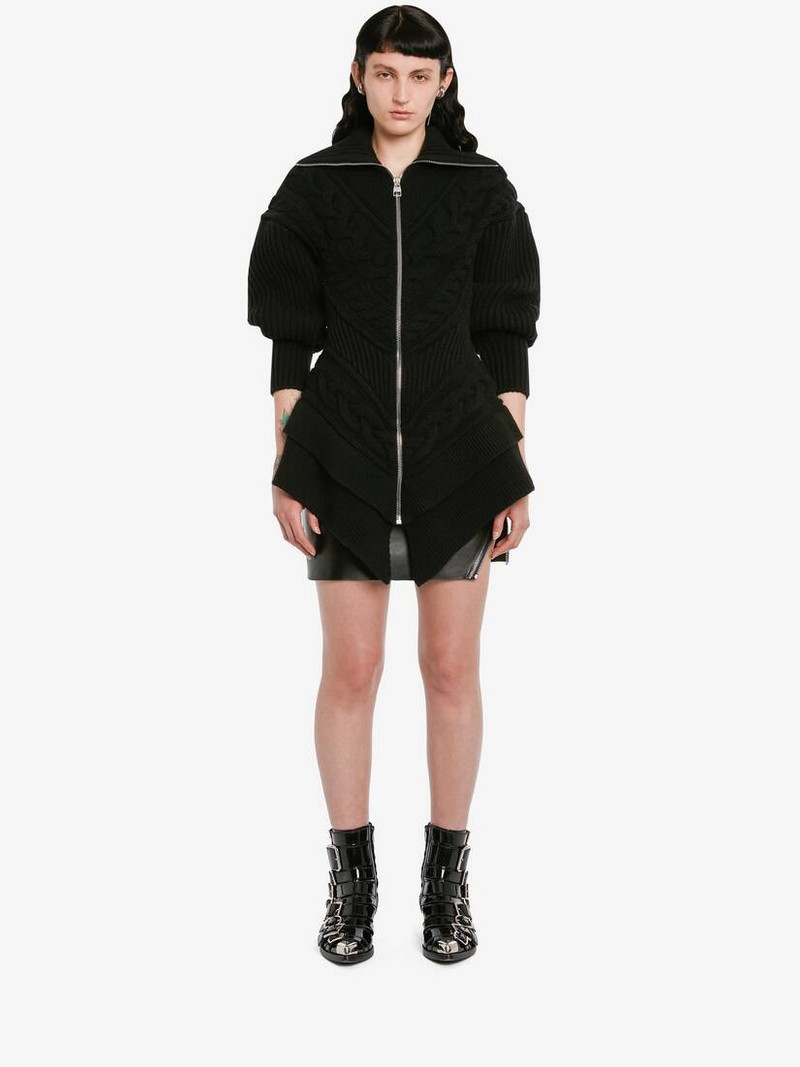 Alexander McQueen Women's Pieced And Patched Peplum Jacket in Black outlook