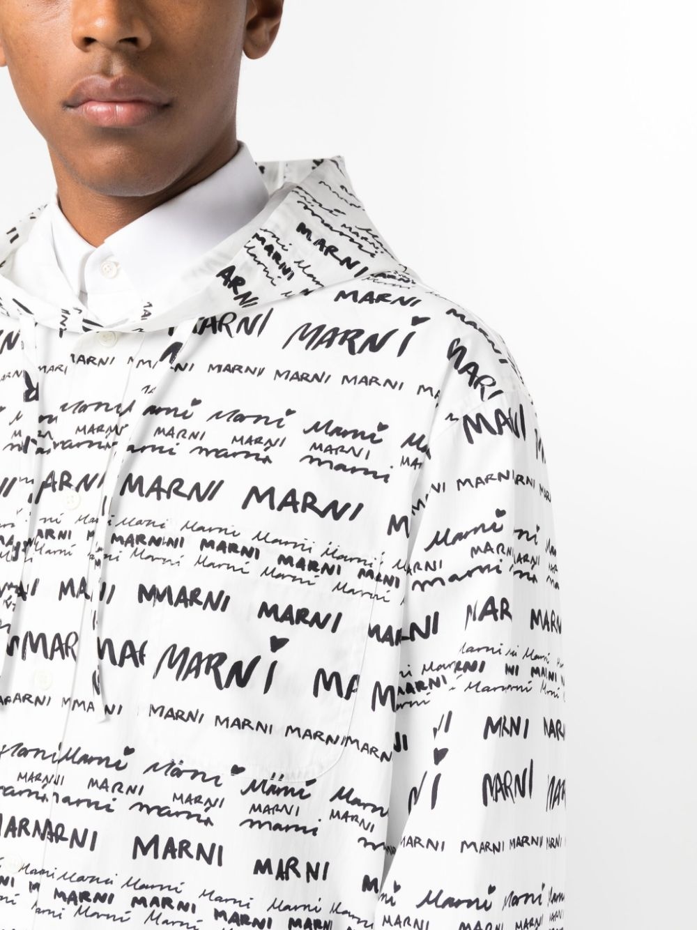 Mega-Marni cotton hooded shirt - 5