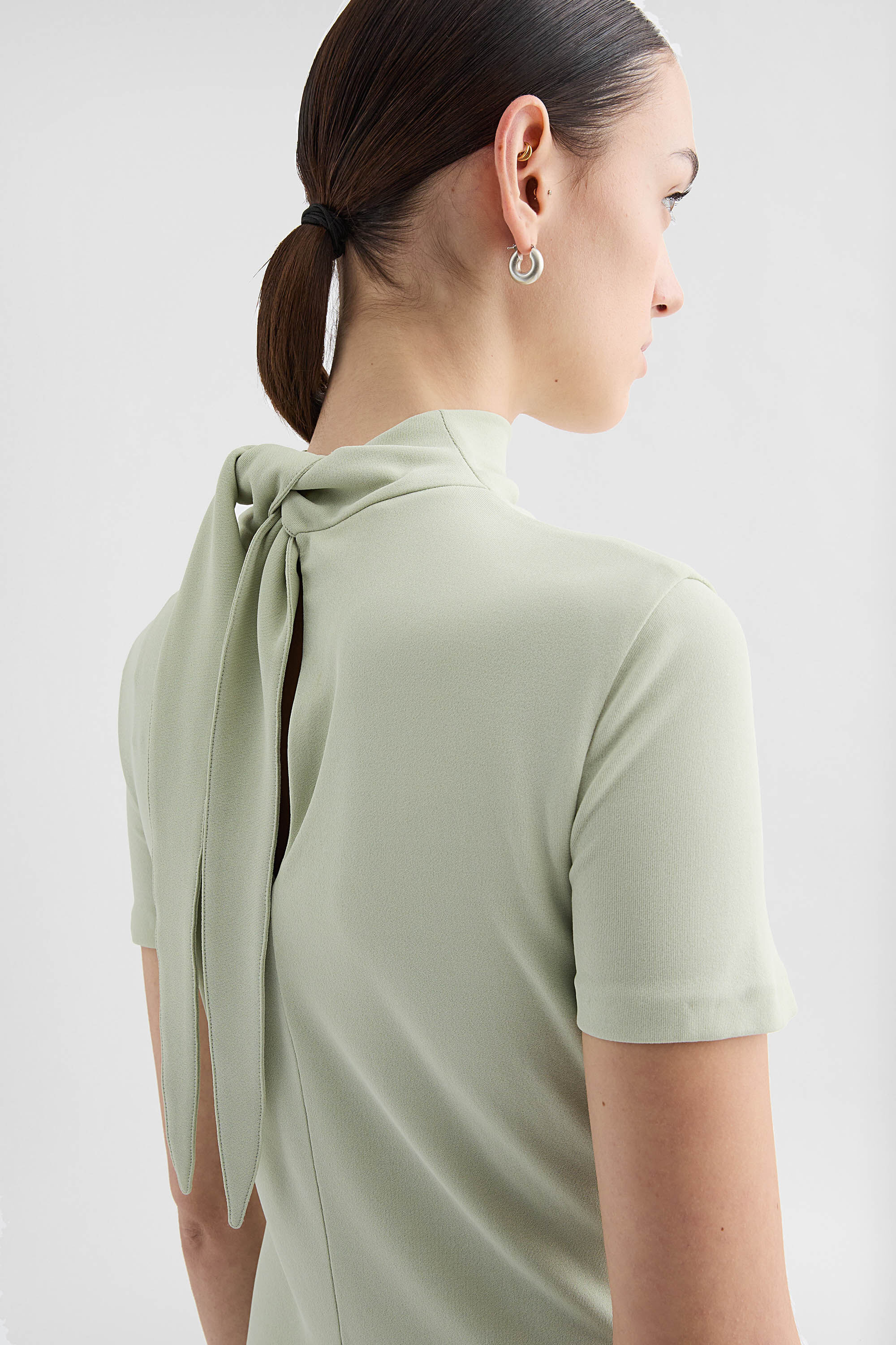 Fluid Viscose High-Neck Dress - 5