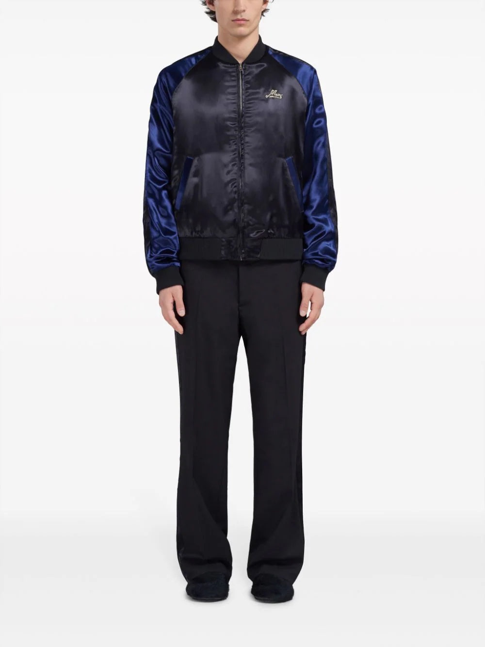 LOGO-EMBROIDERED SATIN BOMBER JACKET - 2