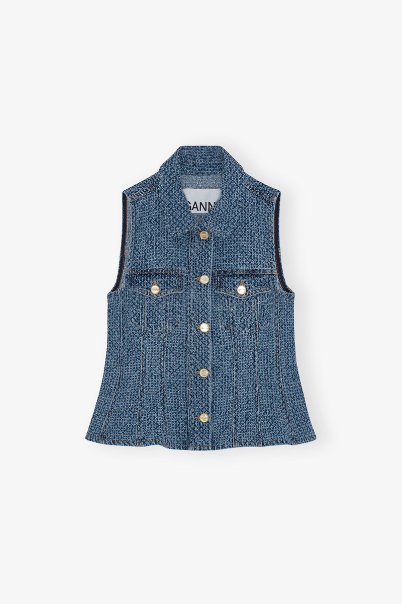 BLUE FLUFFY DENIM FITTED TOP 1
