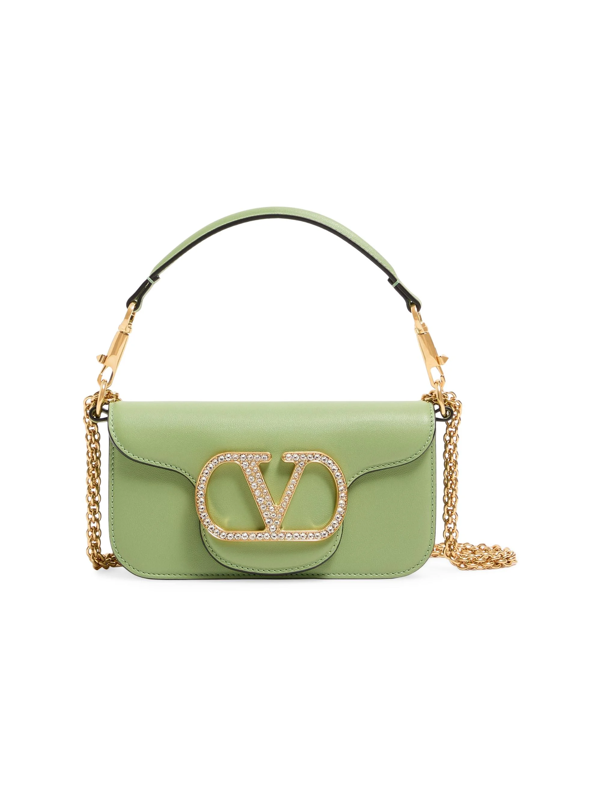 Women's Locò Small Shoulder Bag with Jewel Logo - Mint Crystal - 1