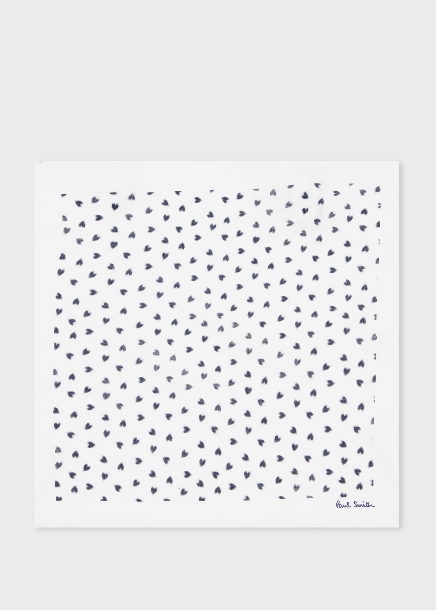 White 'Mini Hearts' Print Pocket Square - 1