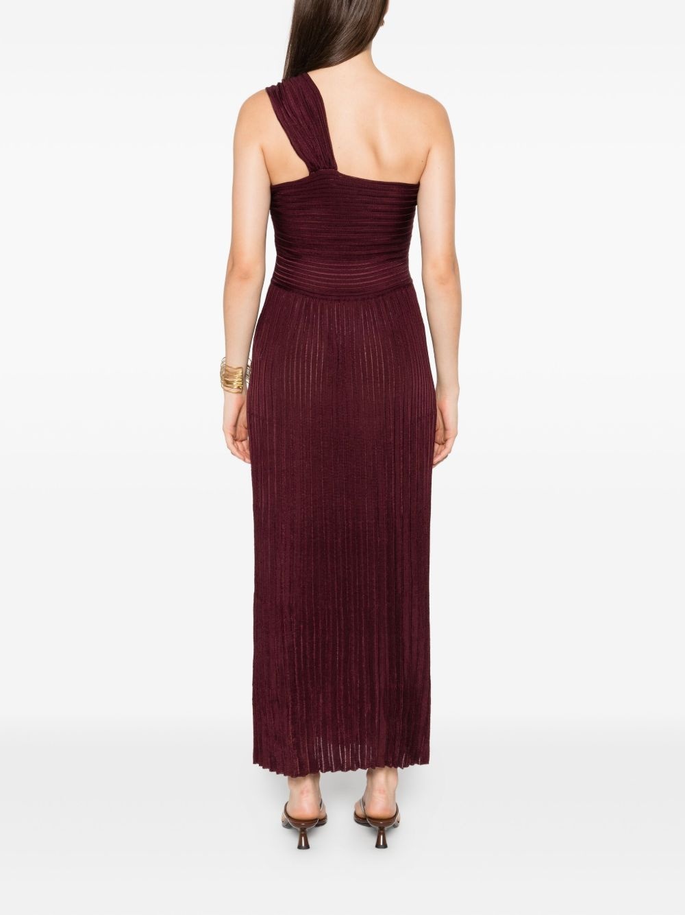 pleated one-shoulder dress - 4
