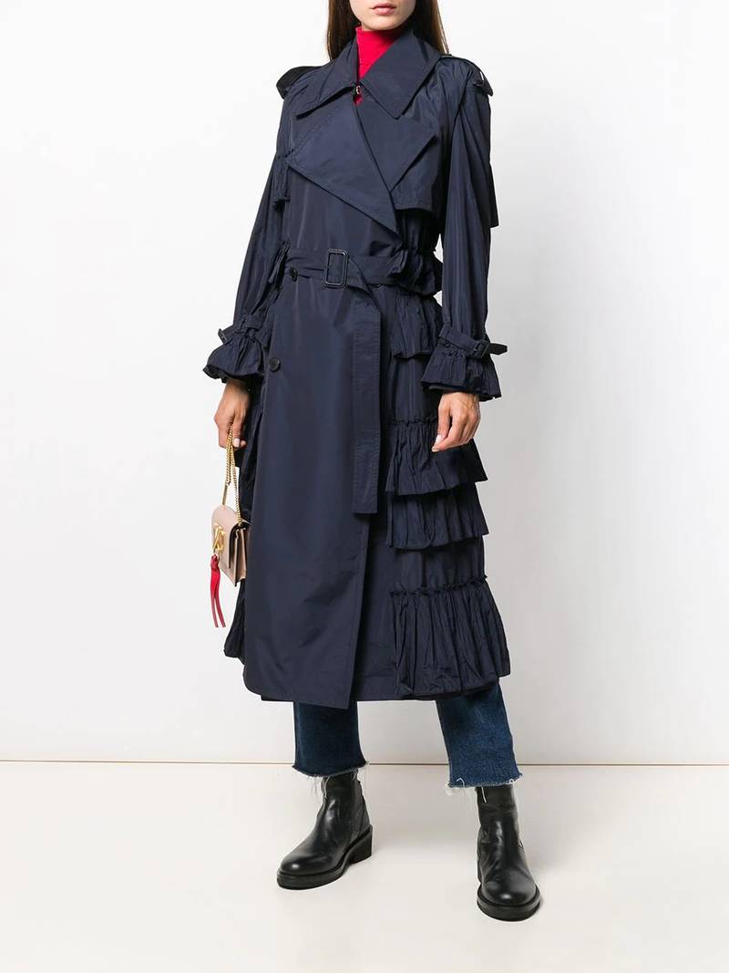Valentino double-breasted pleated trench coat outlook