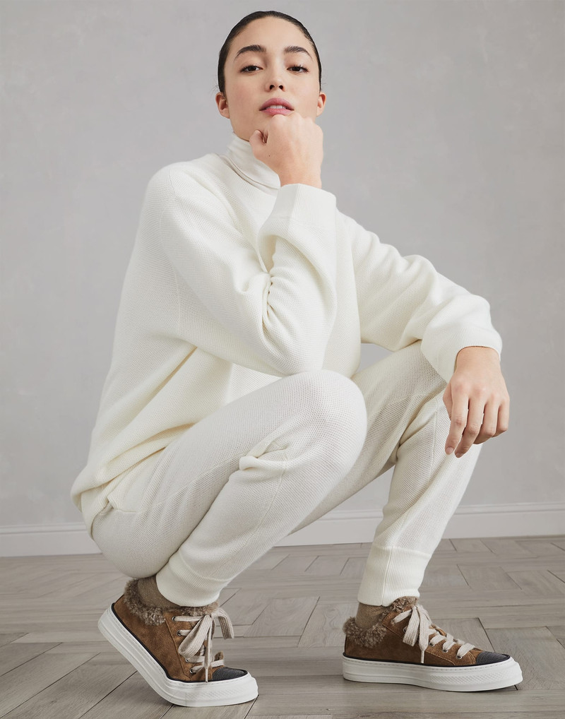 Suede sneakers with shearling lining and precious toe 4