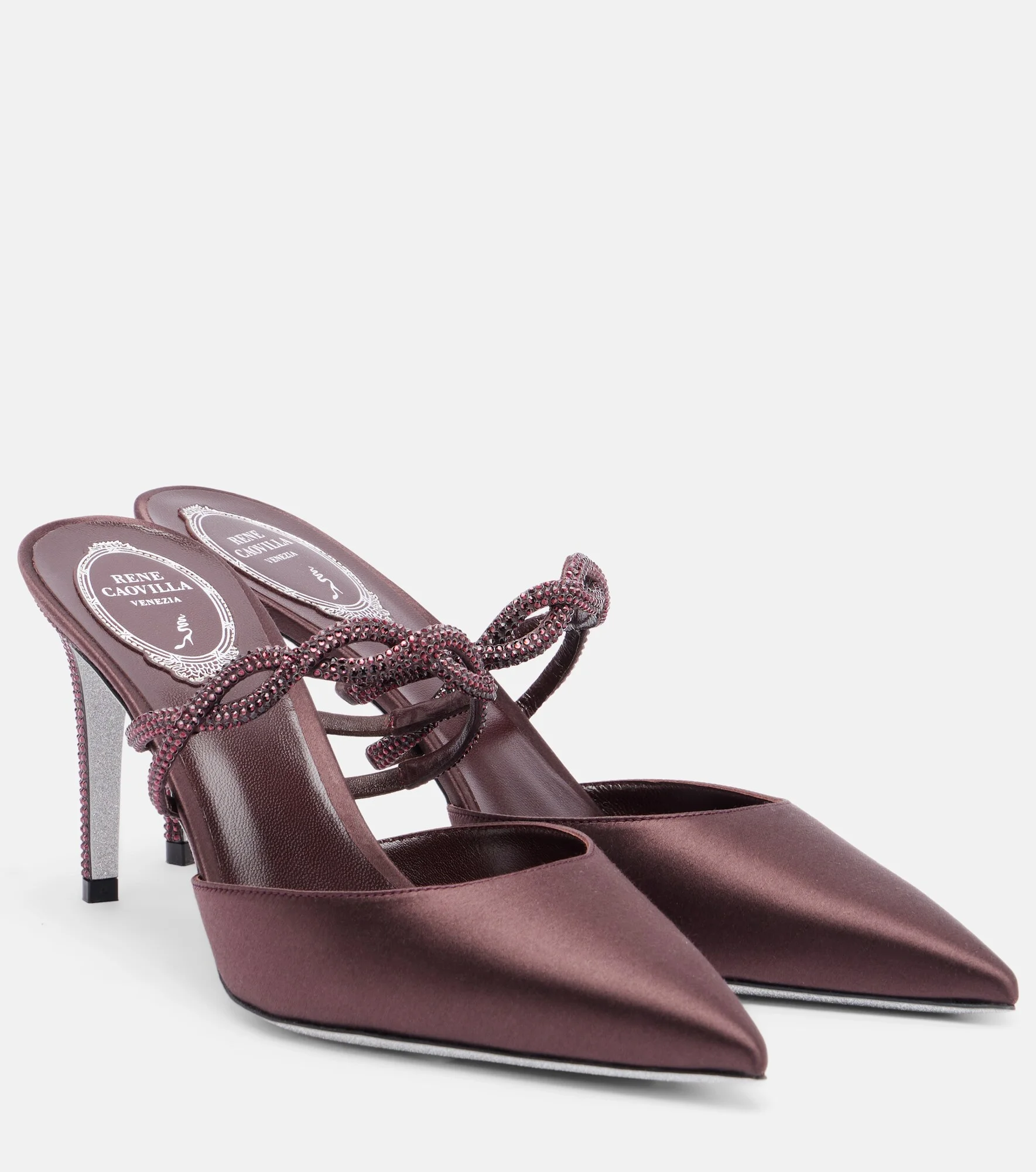 Crystal-embellished satin mules - 1