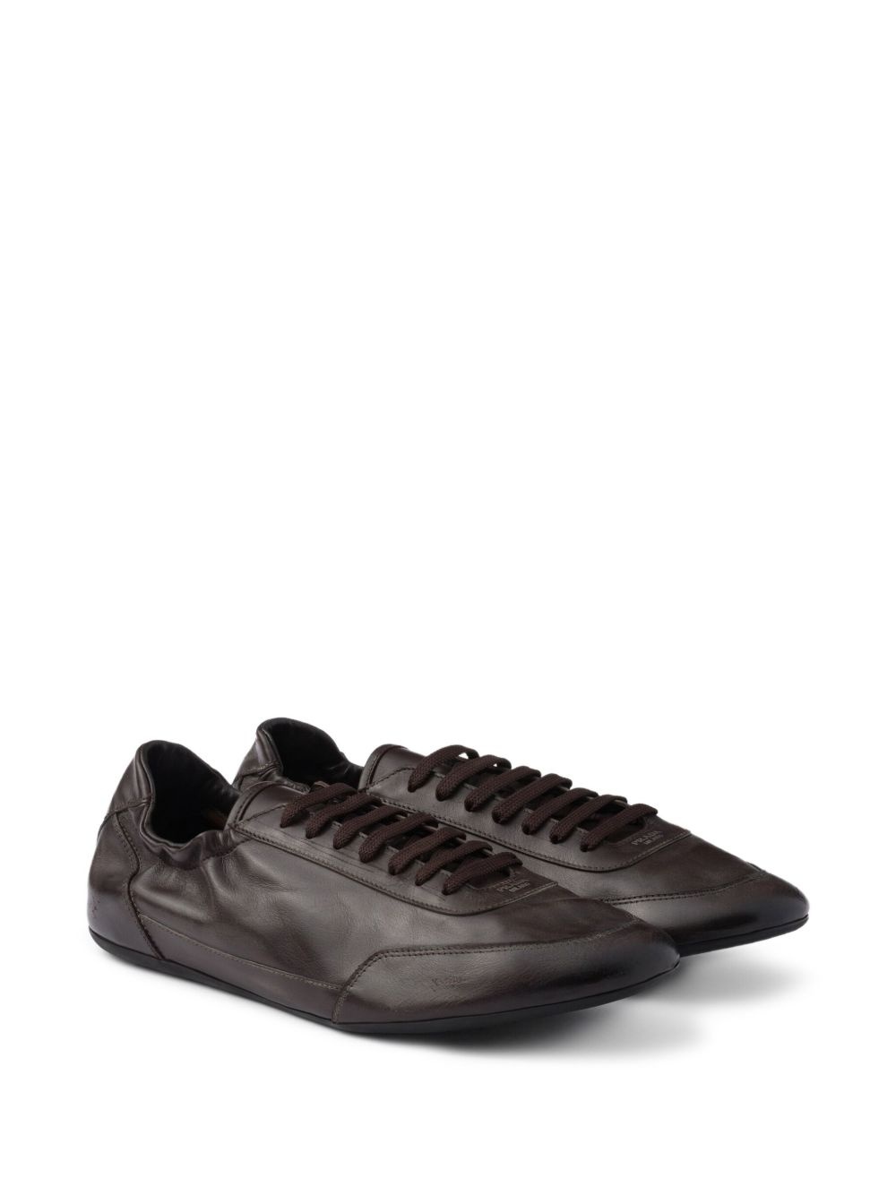 Collapse leather lace-up sneakers - 2
