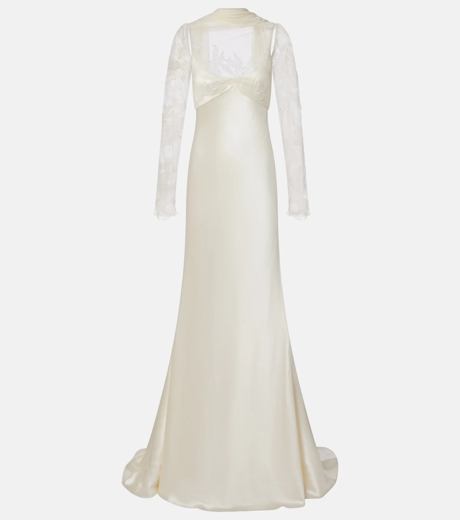Bridal Esme lace-trimmed silk and wool gown - 1