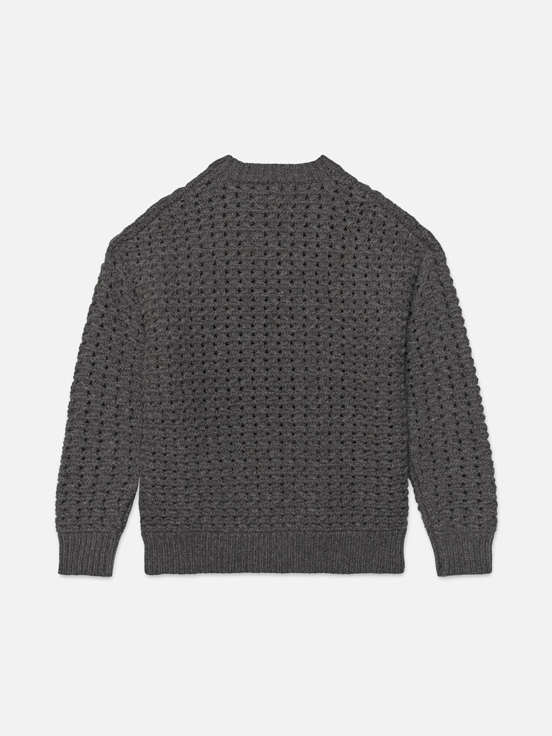 FRAME Open Stitch Crew in Dark Heather Grey outlook