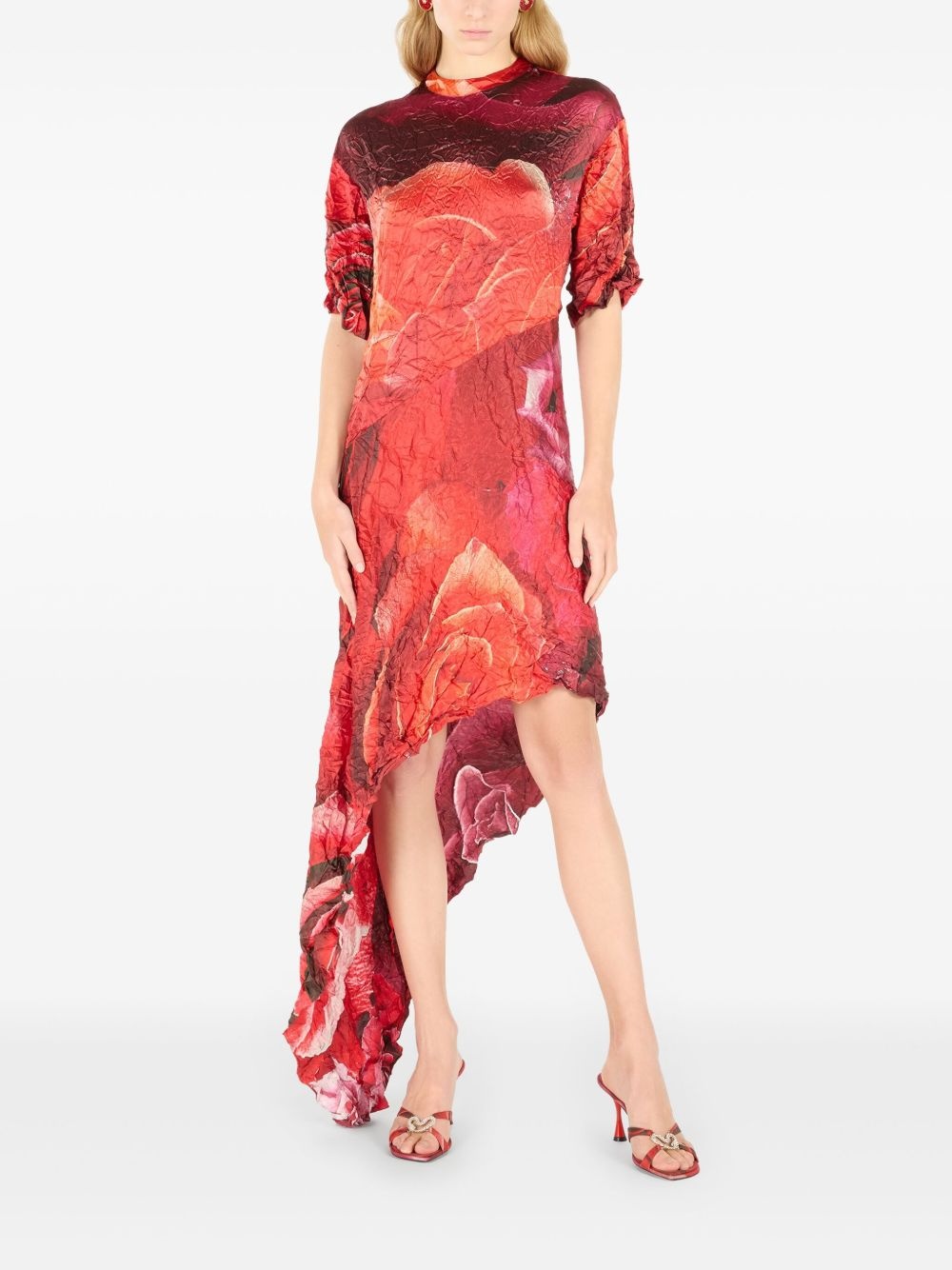 floral-print asymmetric dress - 2