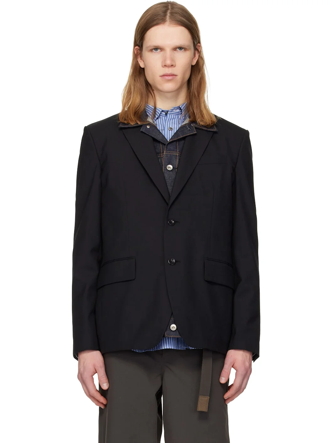 Black Suiting & Denim Blazer - 1