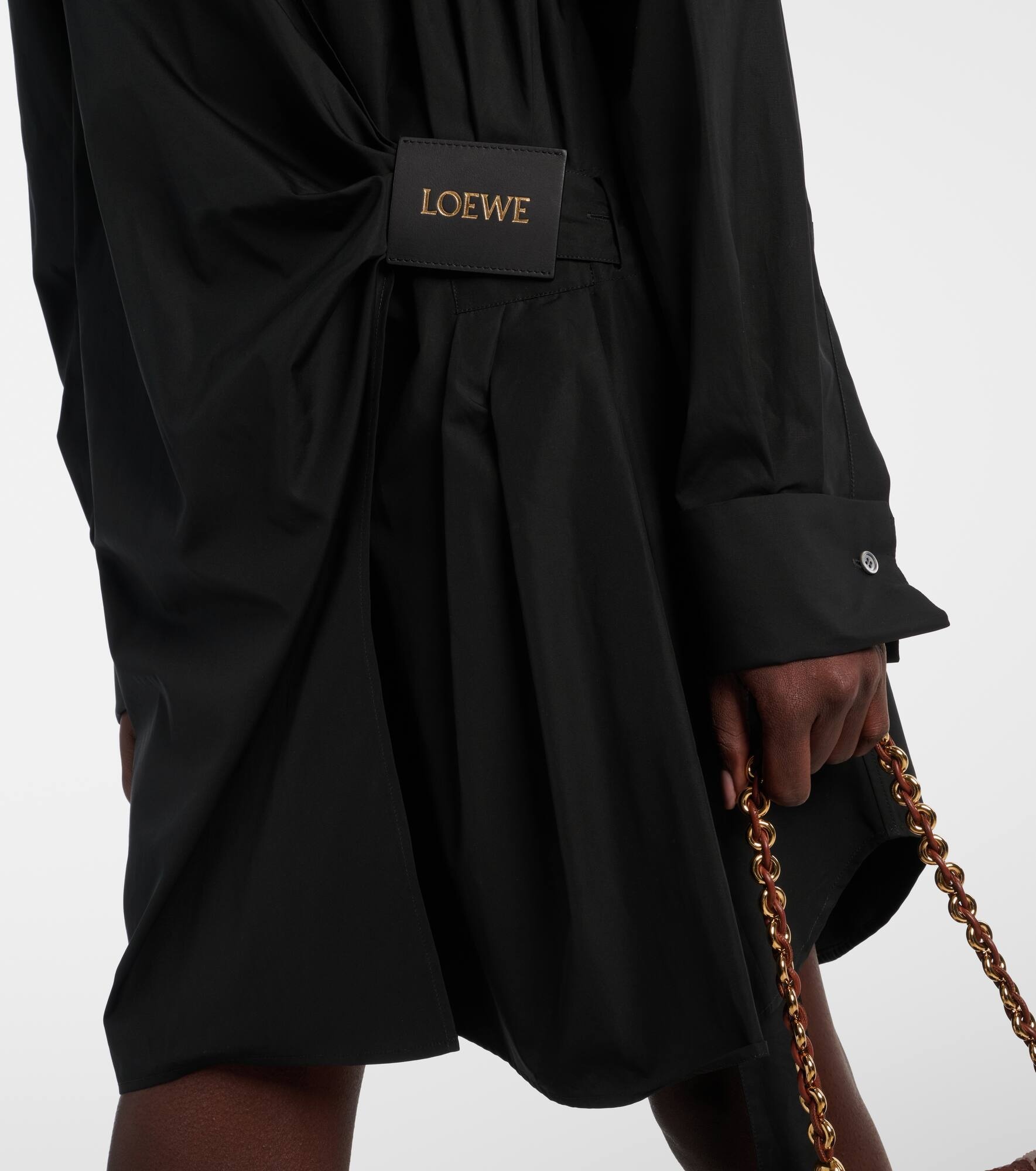 Draped cotton shirt dress - 5