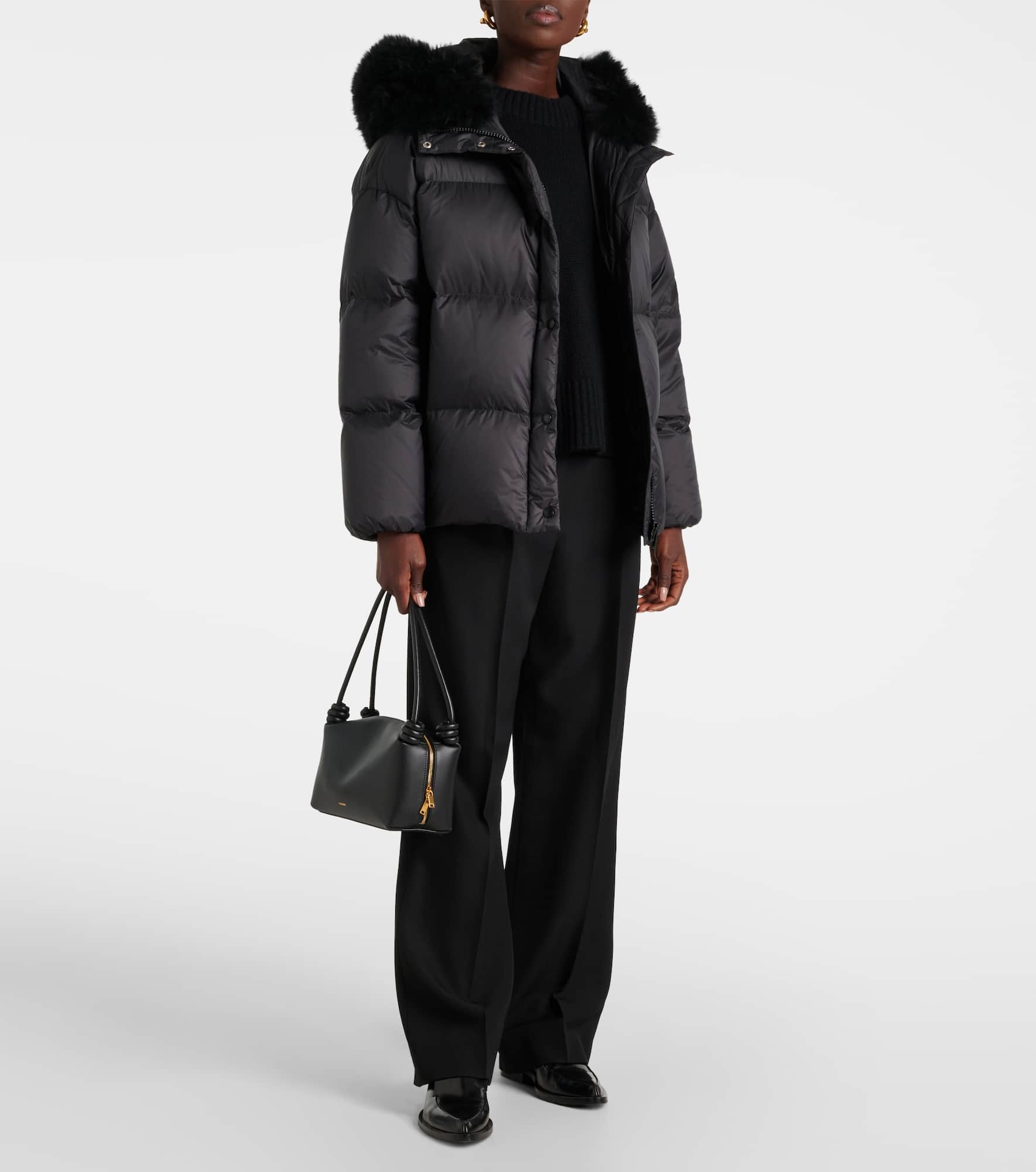 Shearling-trimmed down jacket - 2