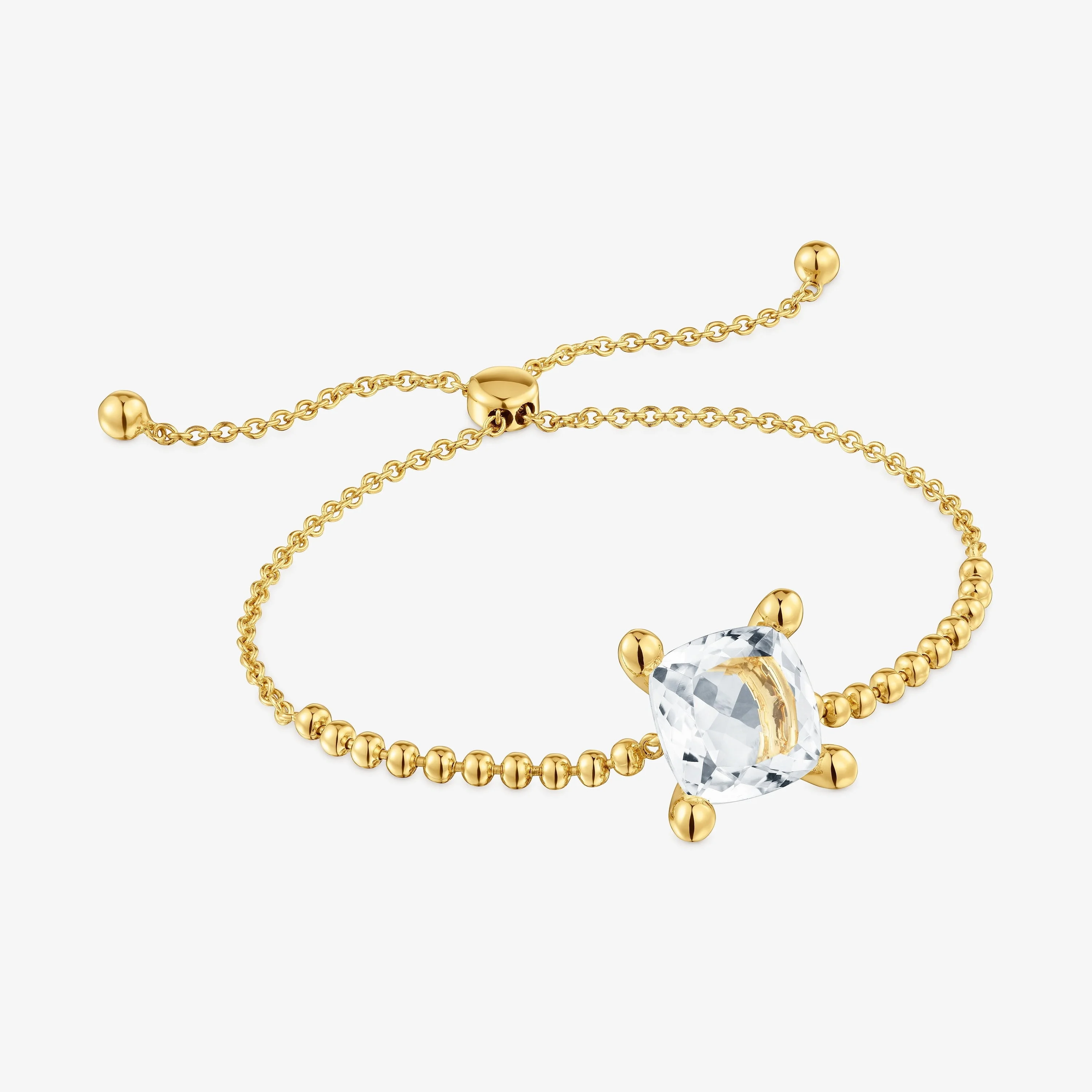 18K gold vermeil and rock crystal quartz detail chain Bracelet Color White - 1