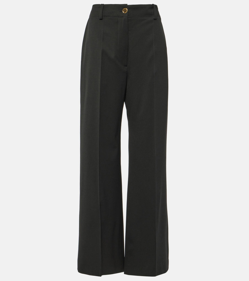 Mid-rise wool-blend straight pants - 1
