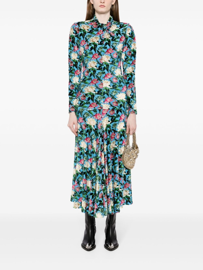 rabanne floral-jacquard twist-neck top outlook