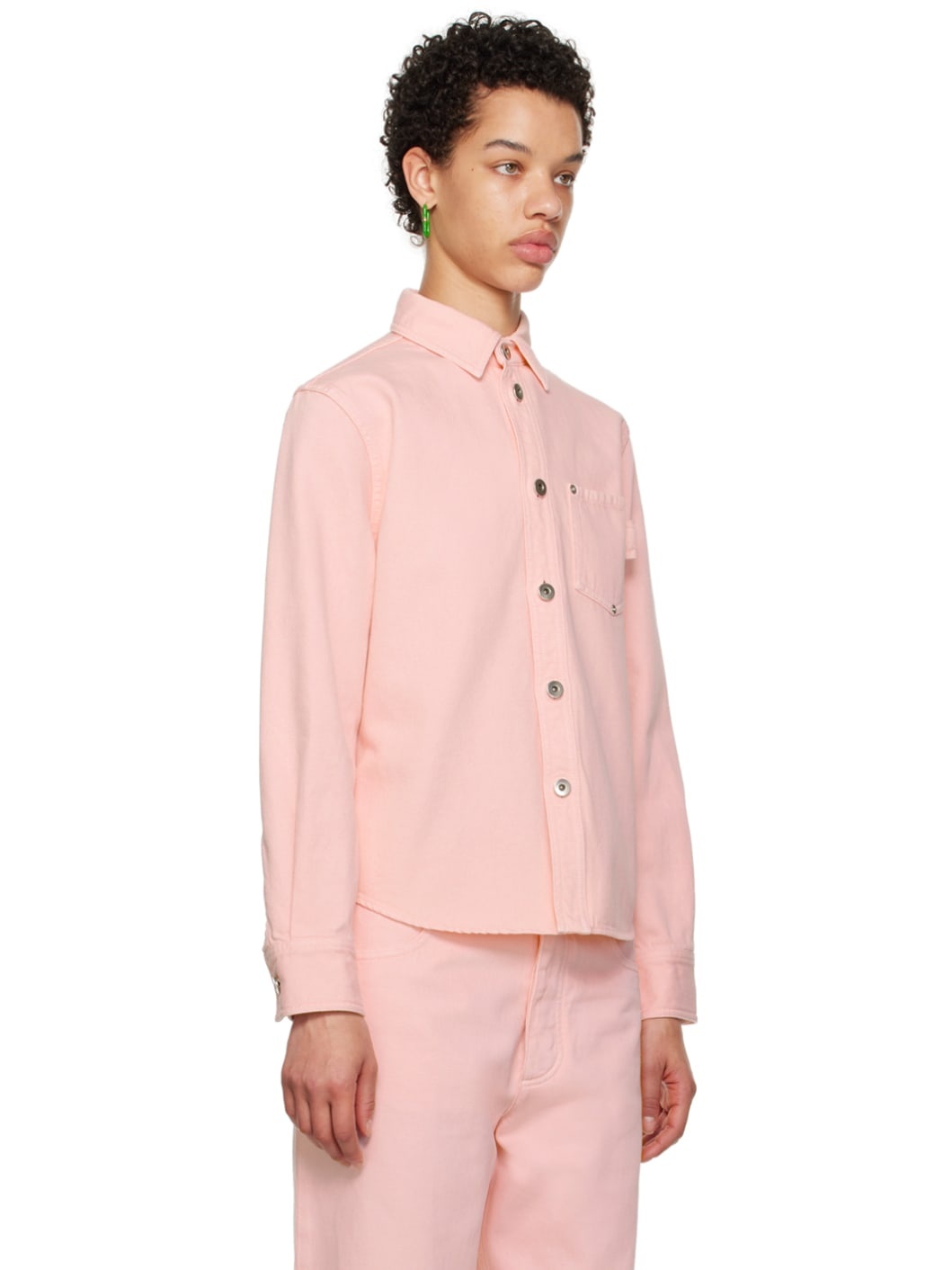 Pink Patch Pocket Denim Shirt - 2
