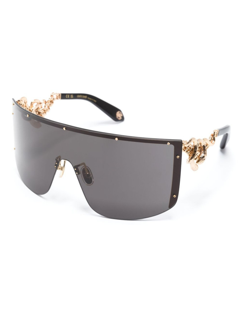 Roberto Cavalli chain-embellished shield sunglasses outlook