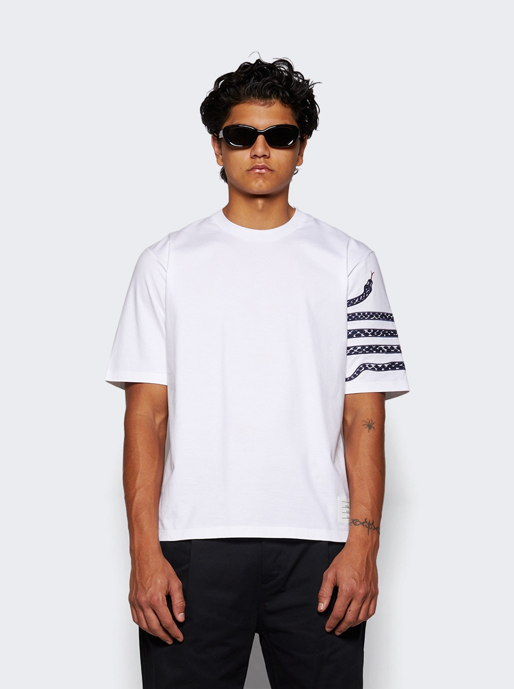 Snake Embroidered Tee White - 3