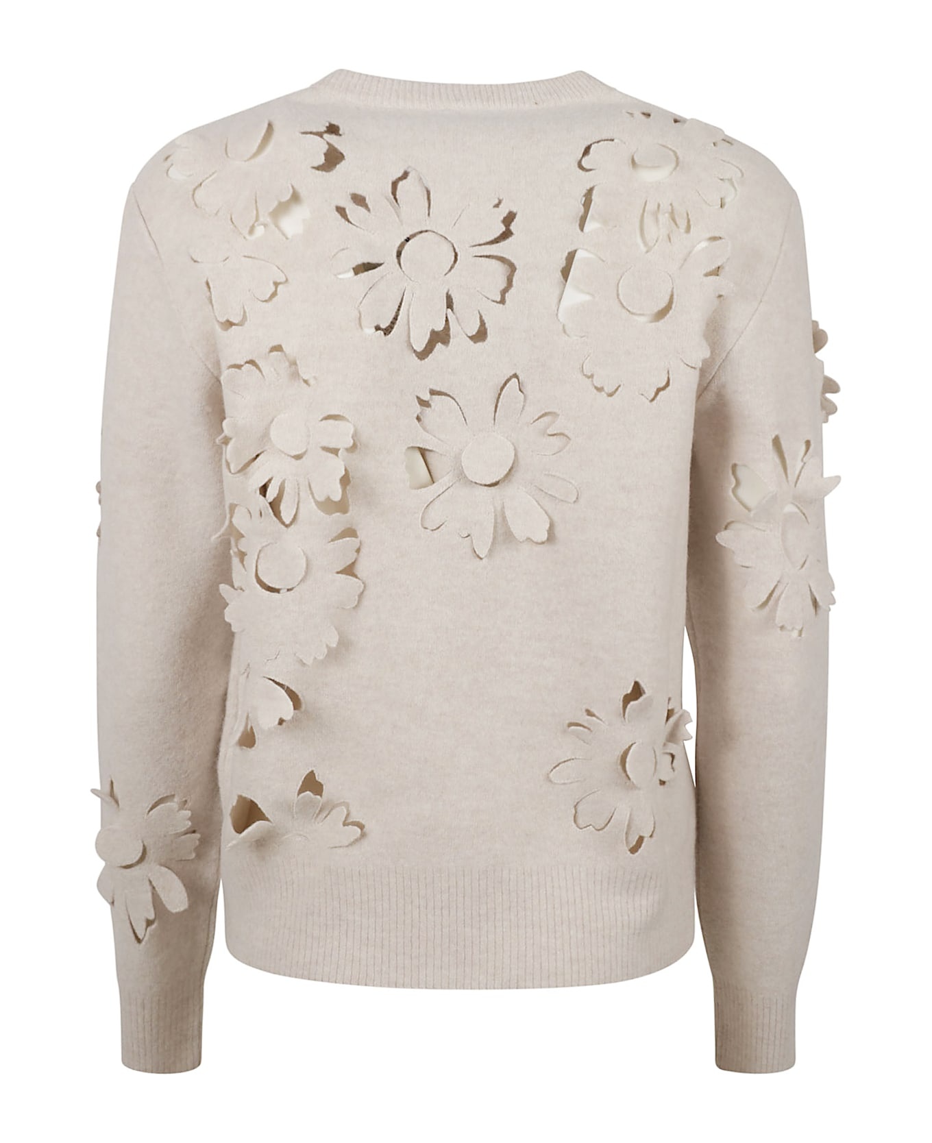 V-neck Perforated Rib Sweater - 2