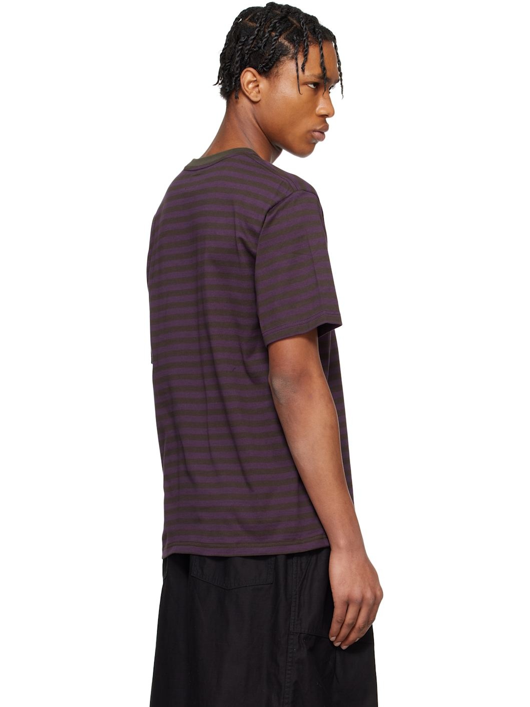 Purple & Black Cotton Stripe T-shirt - 3